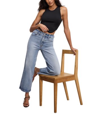 Women's Good Waist Palazzo Cropped Jeans