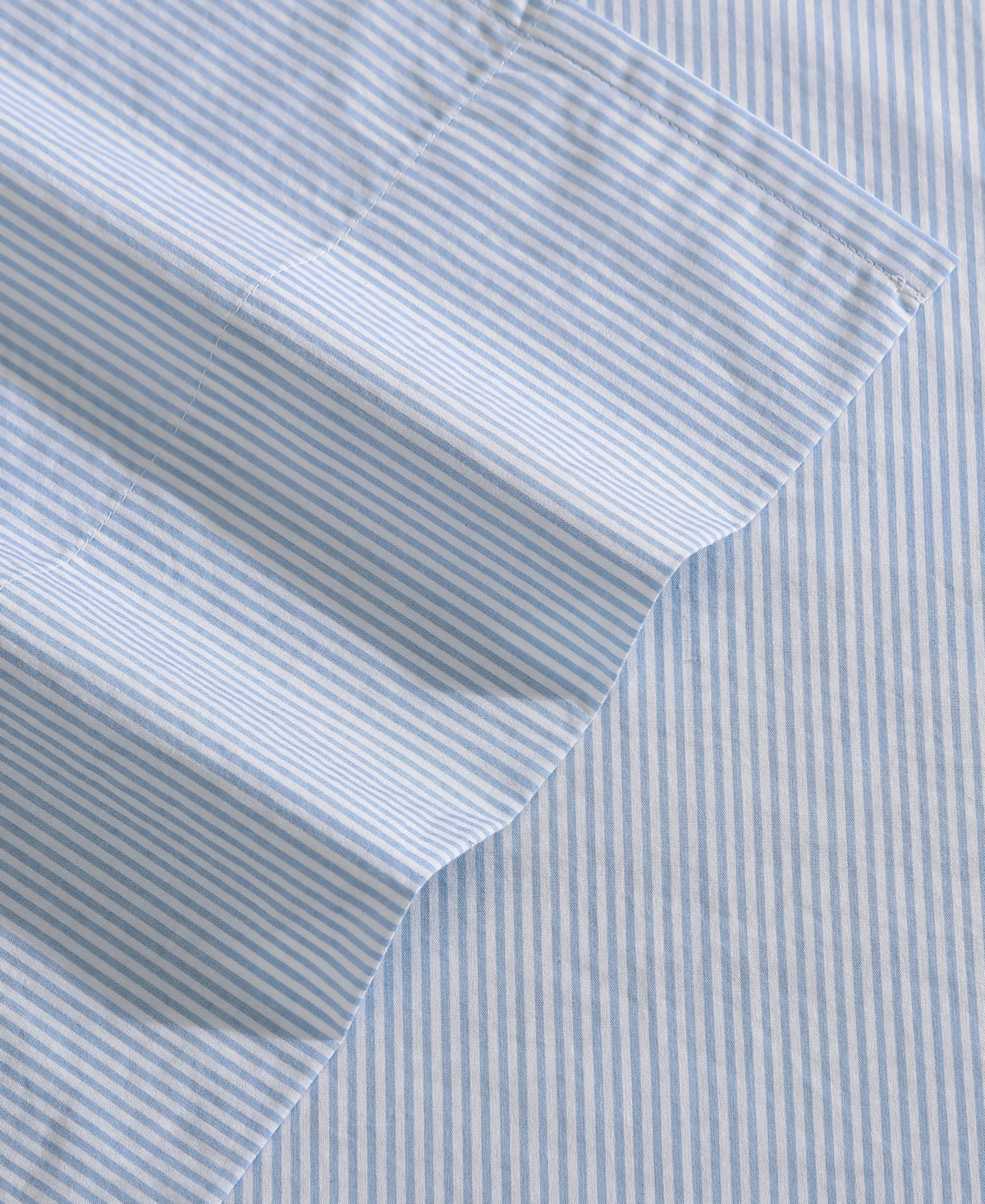 Nautica Cotton Percale 4-piece Sheet Set, Full In Penny Pinstripe Sea Blue