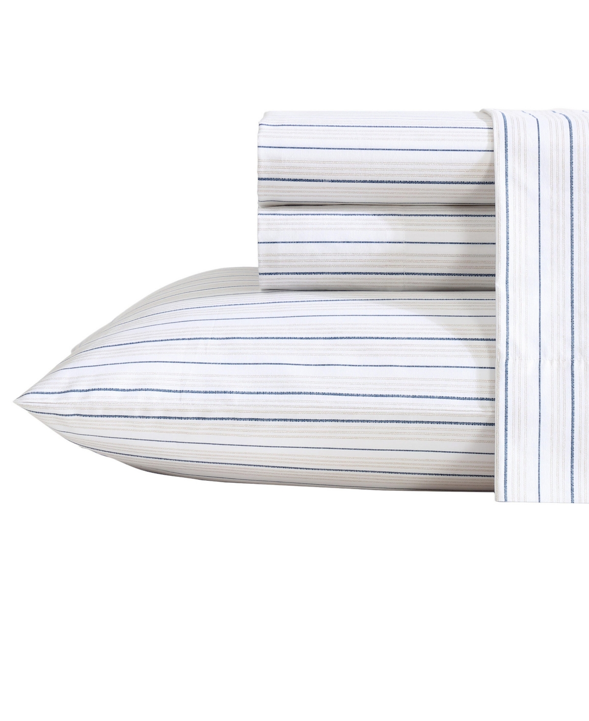 Nautica 200 Thread Count Beaux Stripe Cotton Percale Sheet Set In Beaux Stripe Twine,navy