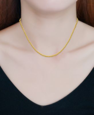 Polished Bead Link Chain Necklace 16" + 2" extender, 18k gold-plated sterling silver Exclusively at Macy's