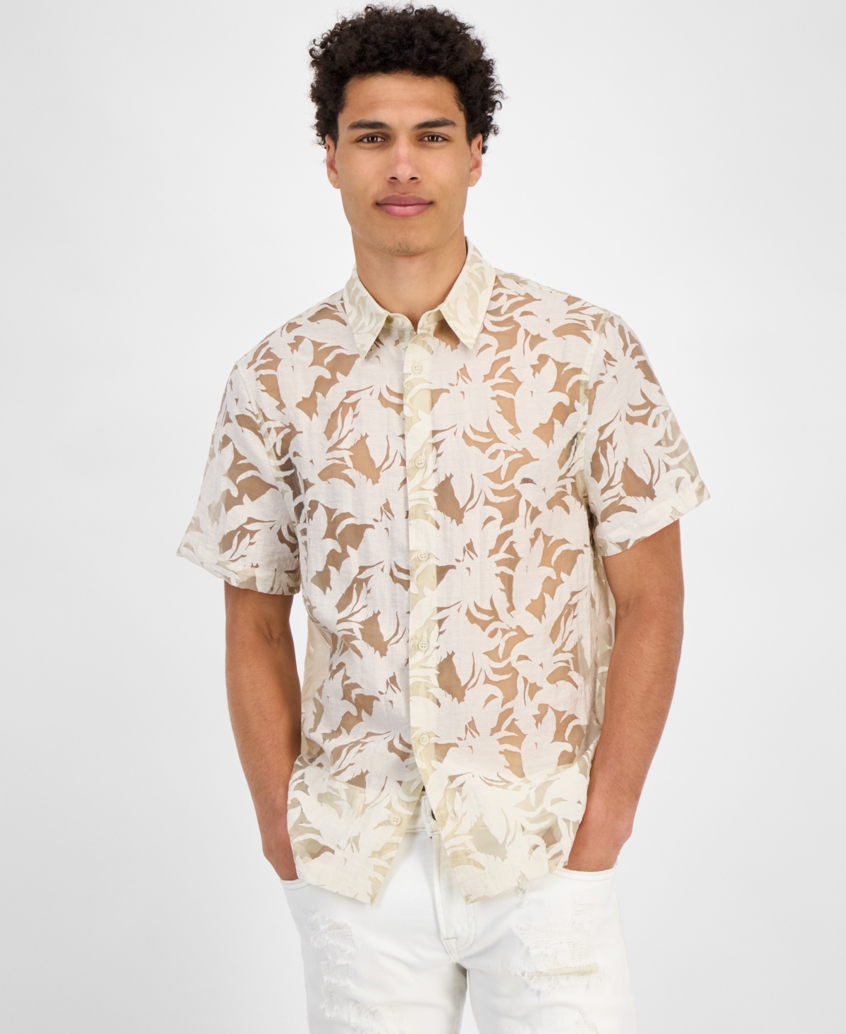 Men's Regular-Fit Devore Floral Shirt - Black