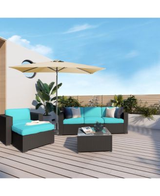 10 ft. x 6.5 ft. Rectangular Lighted Market Umbrella with Waterproof and UV Resistant in Red