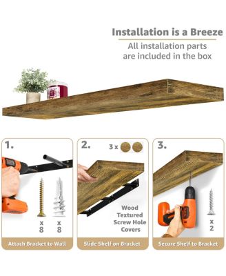 2 Pack 47 x 9.25 Inch Wall Mounted Floating Shelves - Stylish and Functional Storage