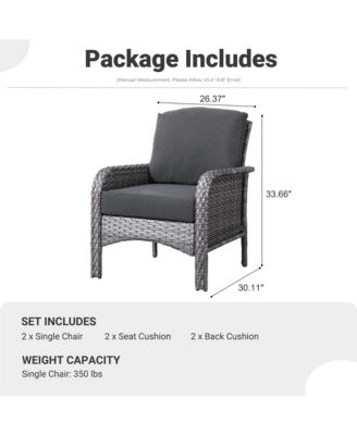 2 Pieces Patio Fruniture Set,Outdoor Wicker Chairs,Artificially Woven Rattan Chairs with Armrest Support with Thickened Comfortable Cushion