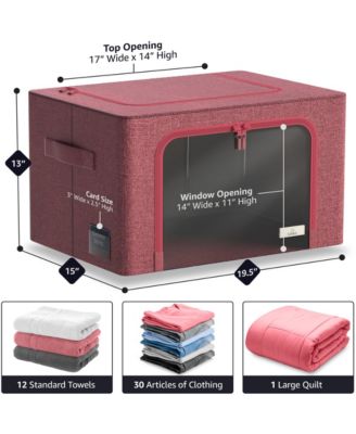 6 Pack Medium Foldable Storage Box - Metal Frame, Oxford Fabric, Large Window & Handles - Organization for Bedroom, Linens & Clothes