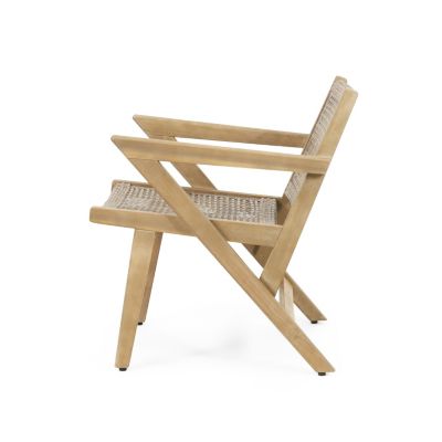 Streamdale Acadia Wood and Woven Wicker Set of 2 Club Chairs for Outdoor Relaxation