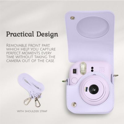 Instax Mini 12 Instant Film Camera, Clay White Bundle with Instax Mini Custom Case, Accessory Kit and Daylight Film