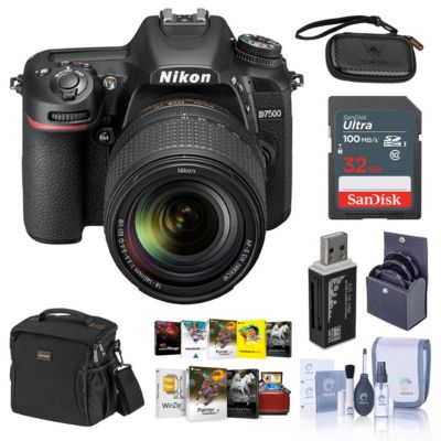 D7500 DSLR with AF-S DX NIKKOR 18-140mm f/3.5-5.6G ED VR Lens - Bundle With 16GB SDHC Card, Camera Bag, Cleaning KIt, Memory Wallet, Card