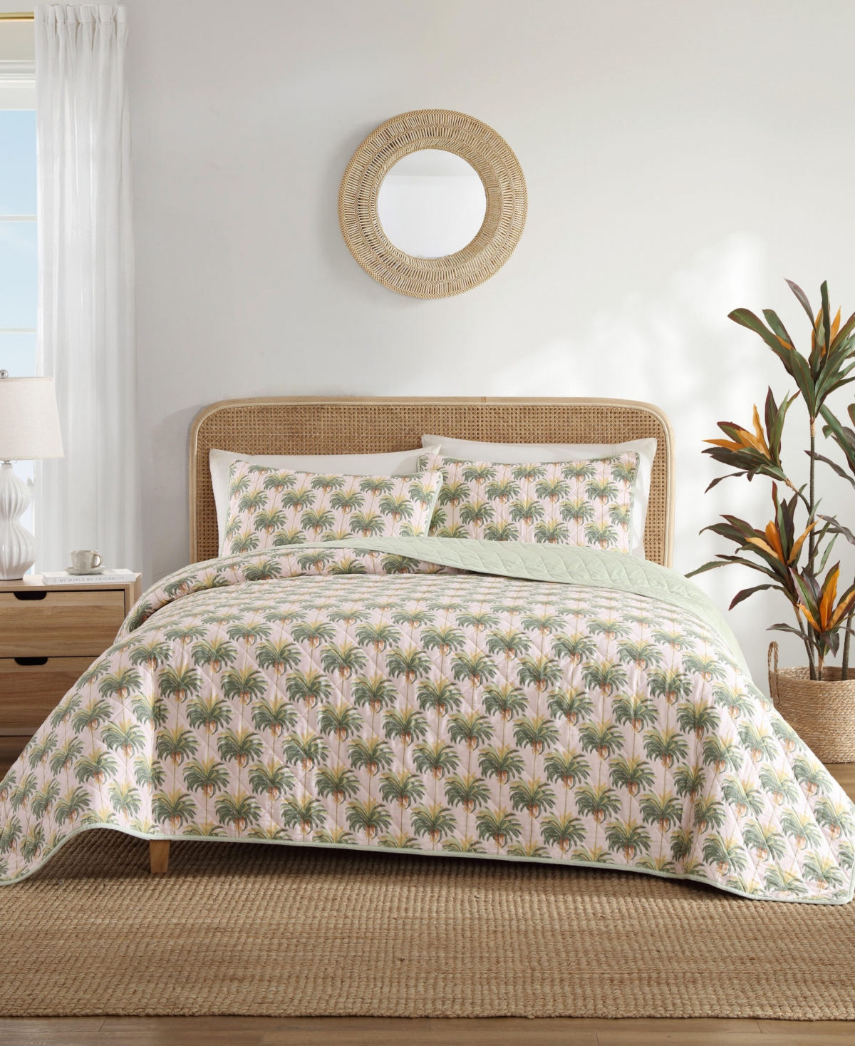 Tommy Bahama Home Tommy Bahama Santiago Cotton Reversible 3-pc. Quilt Set, Full/queen In Pink