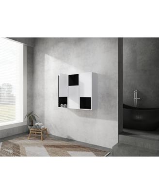 12" Bathroom Side Cabinet,3-Soft Close Doors,Float Mounting Design,123(KD-Packing)