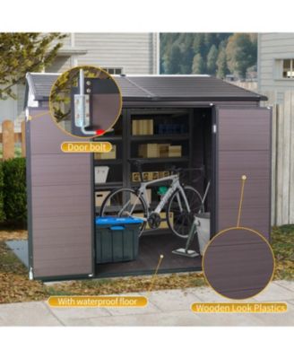 Streamdale 8x6ft Waterproof Resin Storage Shed with Floor, Windows, Lockable Door