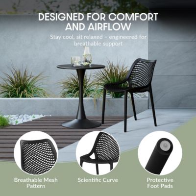 Outdoor Stackable Modern Plastic Dining Chairs (Set of 2)