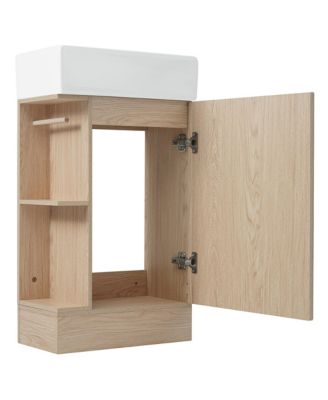  18.6" Bathroom Vanity with Sink, Bathroom Vanity Cabinet with Two-tier Shelf, Left or Right Orientation, Natural