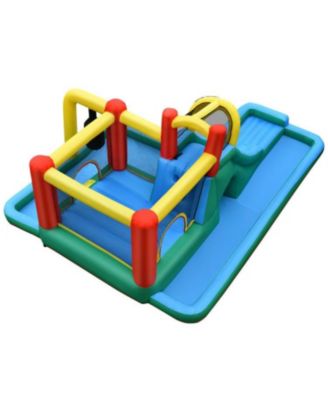 Inflatable Water Slide Bounce House with Climbing Wall & Tunnel Fun Outdoor Playset for Kids