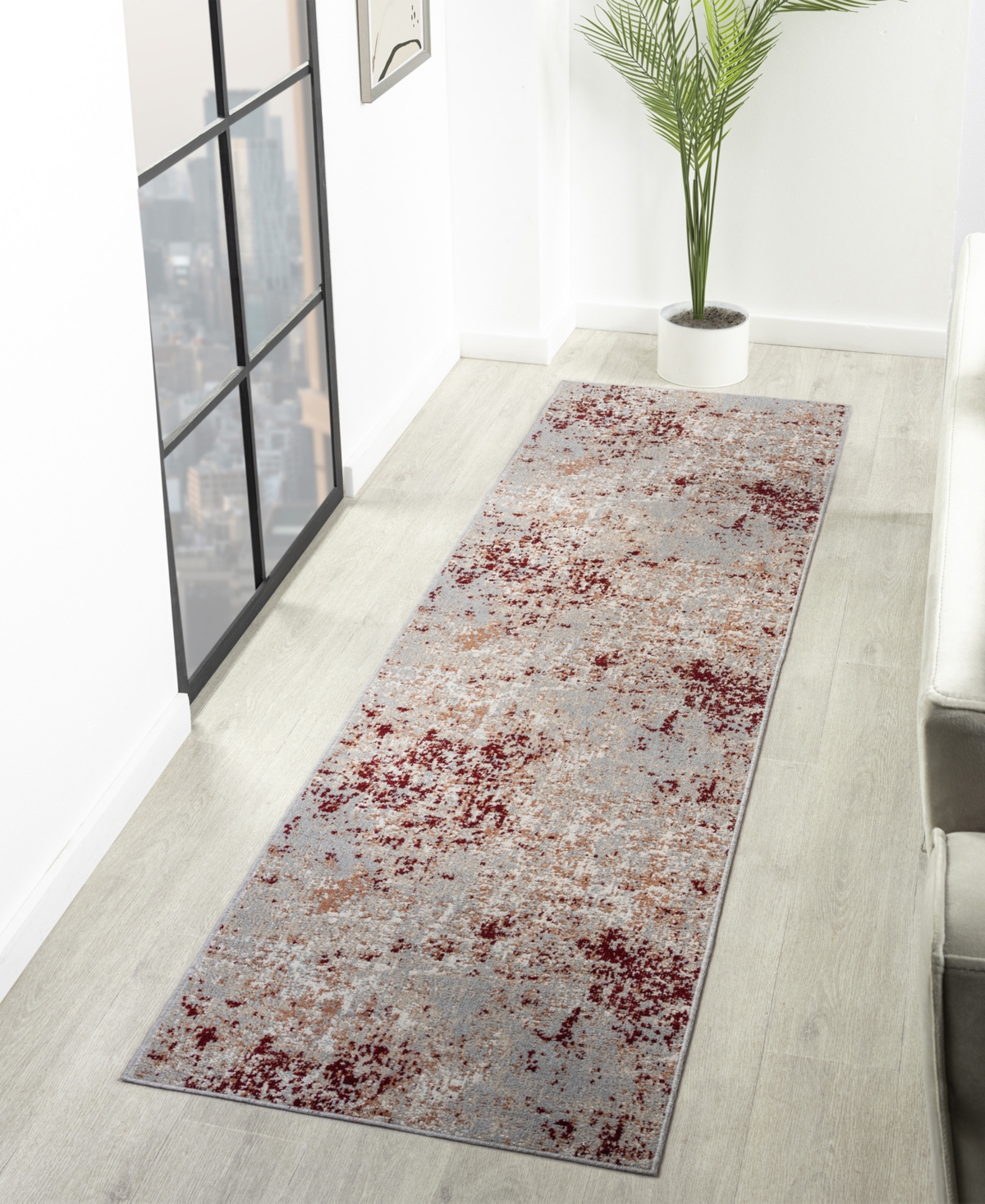 Lr Home Lainey Washable Lan-273 2'x8' Runner Area Rug In Red,gray