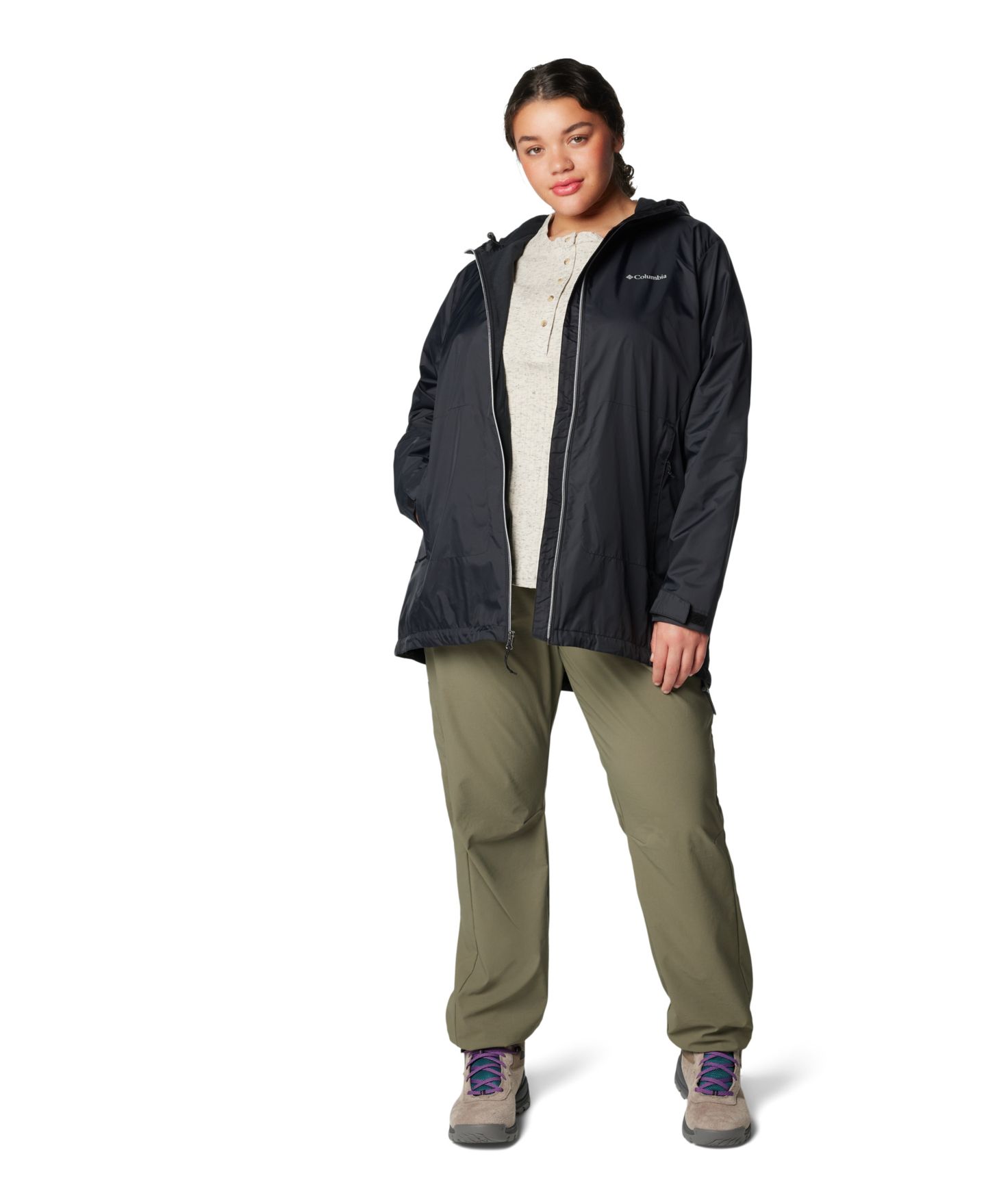 Женская куртка Columbia Plus Size Switchback Lined Long Zipper, цвет: Чёрный — фото 2
