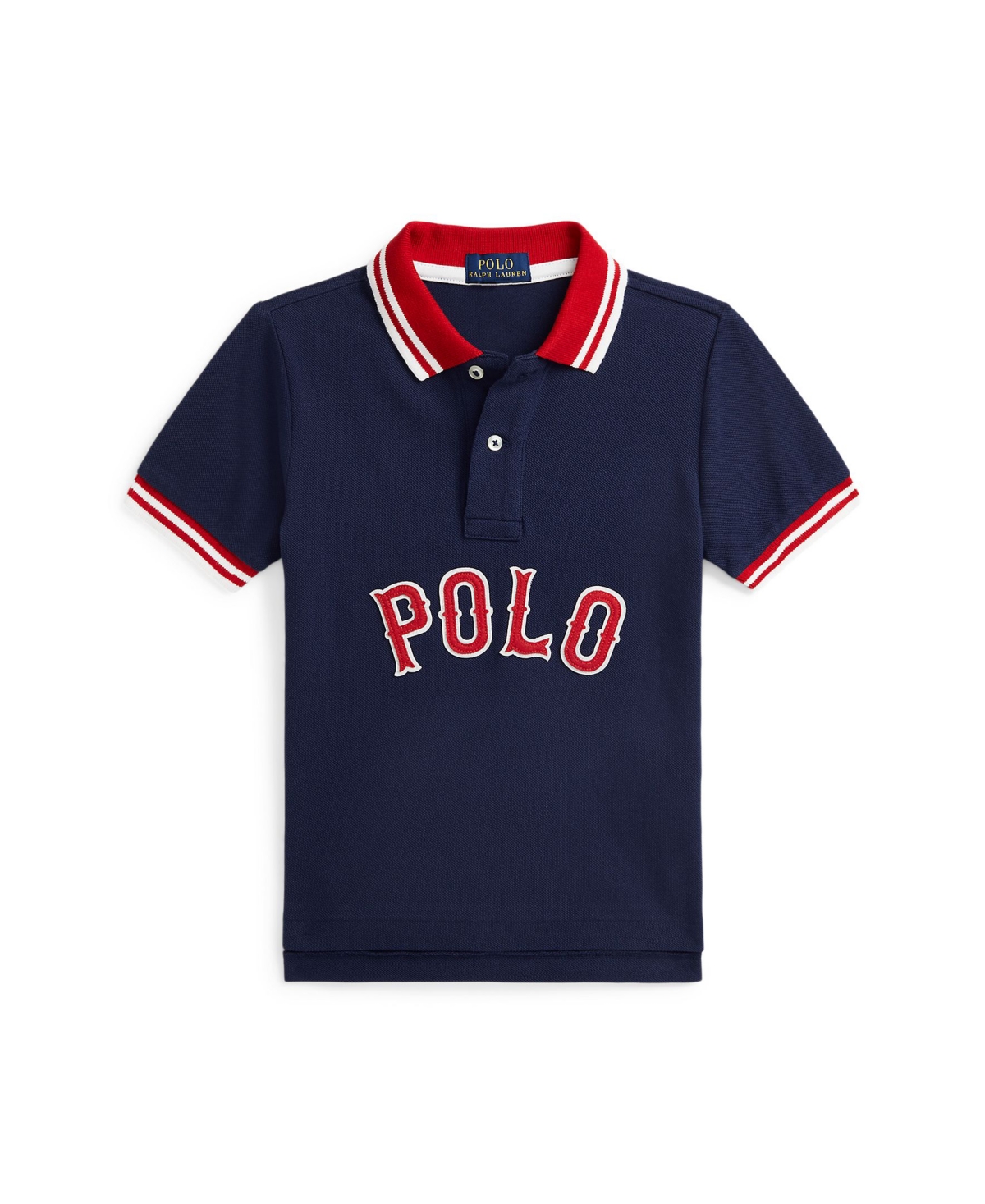 Polo Ralph Lauren Baseball-logo Cotton Mesh Polo Shirt In Refined Navy
