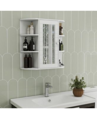 Wall-Mounted Medicine Cabinet with Mirror and Ample Storage (6 Open & 3 Adjustable Shelves)
