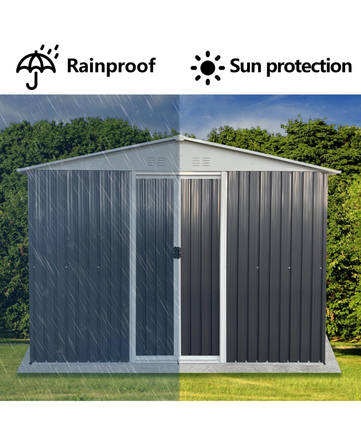 Streamdale Apex Roof Garden Shed (10'x8') with Lockable Door, Windows, and Aluminum Frame