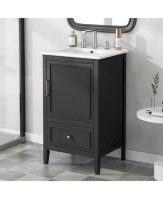  20" Black Vanity with Sink, Cabinet Door & Drawer