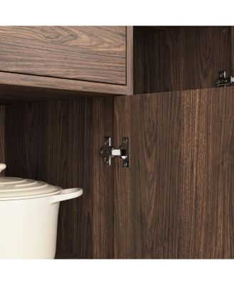 71" Tall Reeded Glass Door Kitchen Cabinet with Microwave Stand