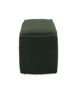 Elegant Long - shaped Storage Ottoman Bench of boucle material with Simple and Grand Design, Dark Green
