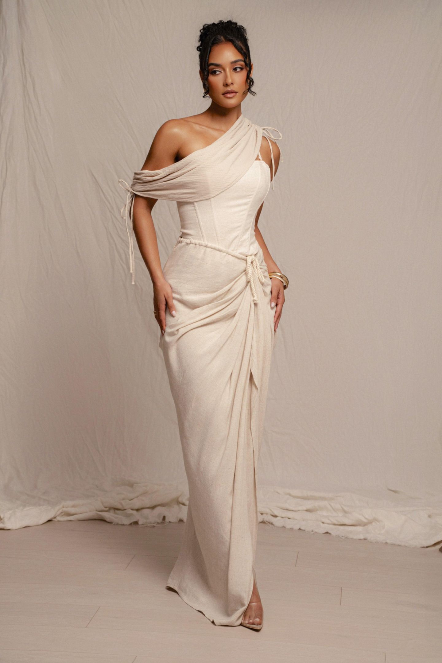 Женская юбка JLUXLABEL Noelia Linen Slit, цвет: Бежевый — фото 2