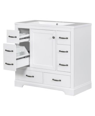 36" Bathroom Vanity with Sink Combo, Six Drawers, Multi-Functional Drawer Divider, Adjustable Shelf