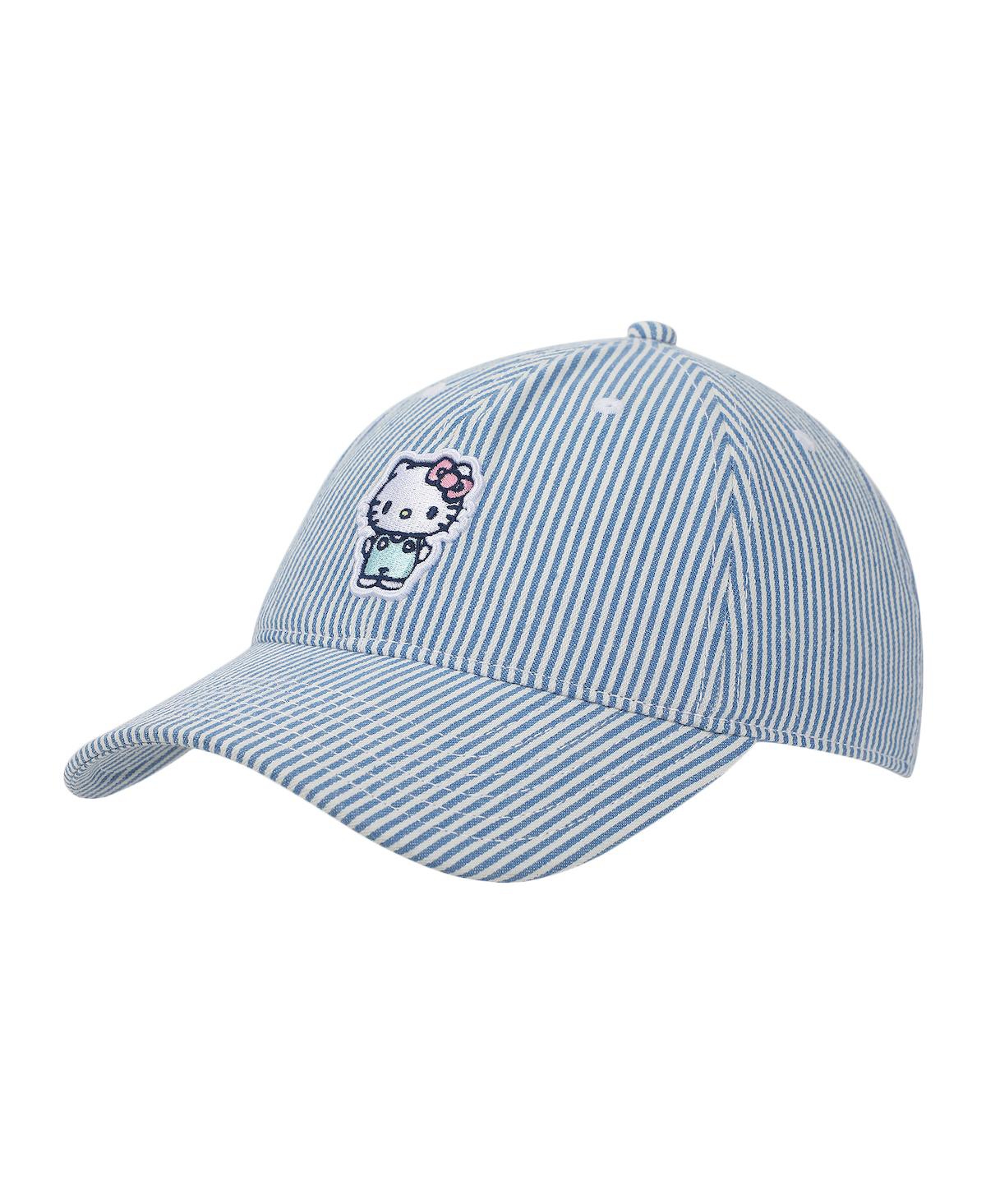 Embroidered Character Women's Denim Unstructured Baseball Cap - Hello kitty character blue