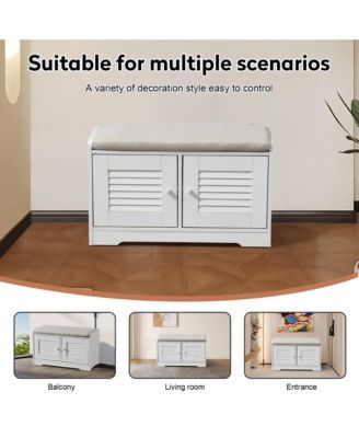 Streamdale 28" Shoe Storage Bench with Cushion and Adjustable Shelves