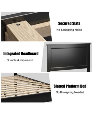 Full Size Platform Slat Bed Frame with High Headboard