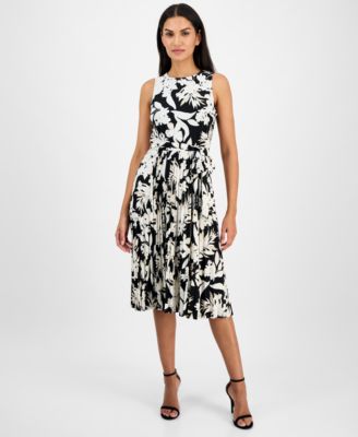 Anne Klein - Women's Belted Floral-Print Dress