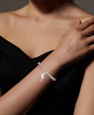 Cubic Zirconia Wing Cross Charm Bracelet