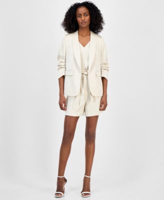 Women's Open-Front Scrunch-Sleeve Blazer