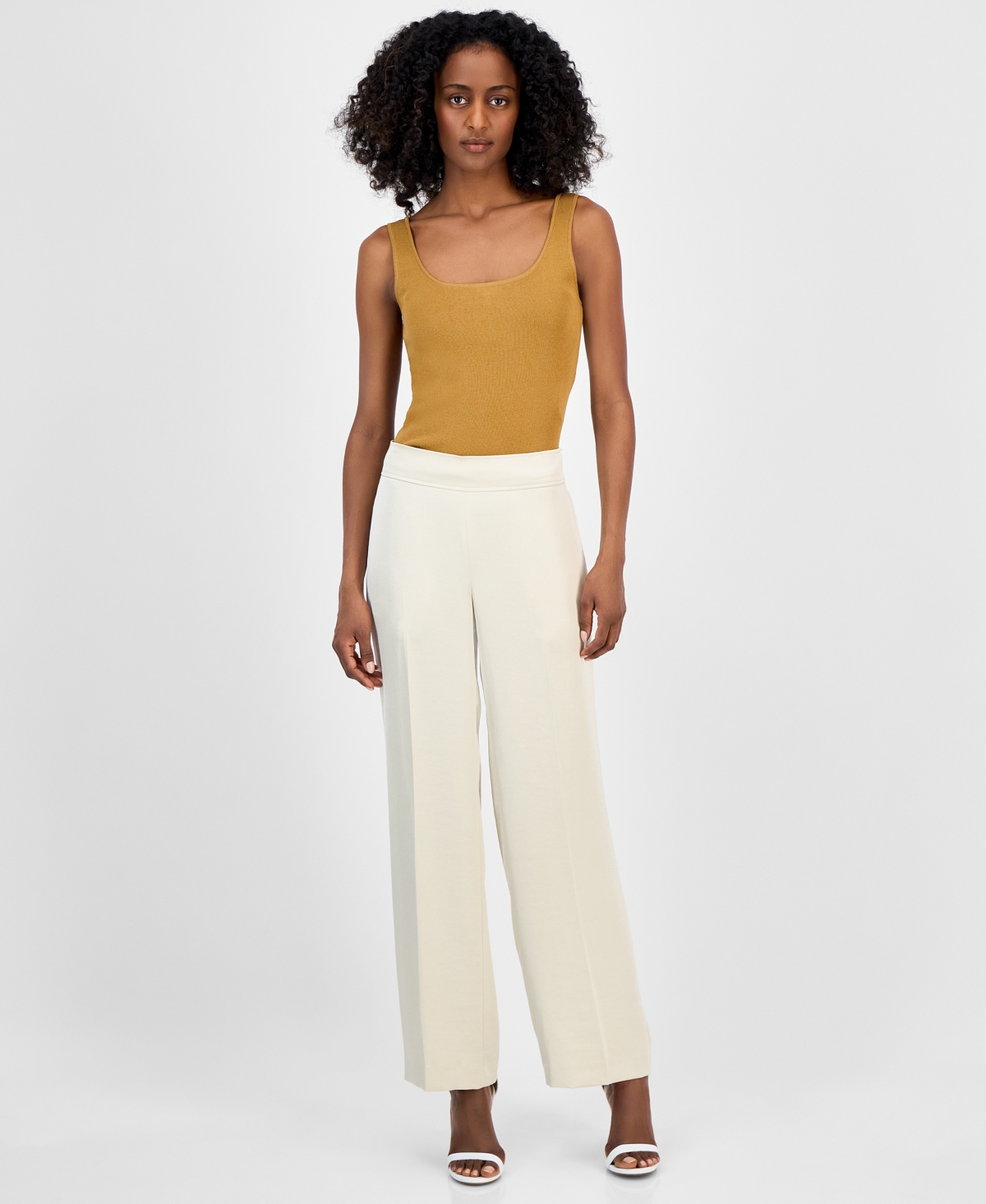 Shop Anne Klein Women's Pull-on High-rise Wide-leg Pants