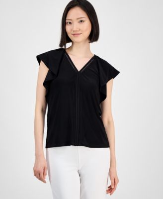 Anne Klein - Women's Flutter-Sleeve Top