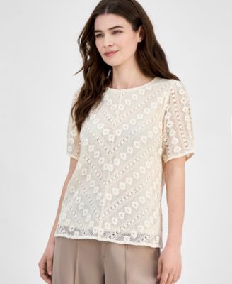 Anne Klein - Petite Lace Short-Sleeve Top