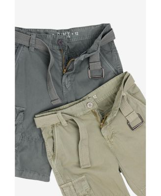 Big Boys 2 Pack Combo Belted Twill Cargo Shorts 8-18