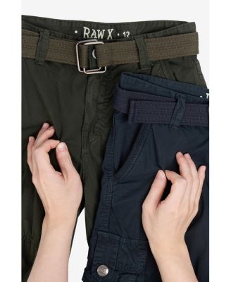 Big Boys 2 Pack Combo Belted Twill Cargo Shorts 8-18