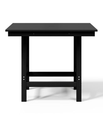 Outdoor HDPE 36" Square Patio Dining Table with Umbrella Hole