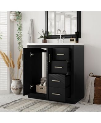 Streamdale 30" Solid Wood Bathroom Vanity Set with Resin Sink and Soft Close Storage