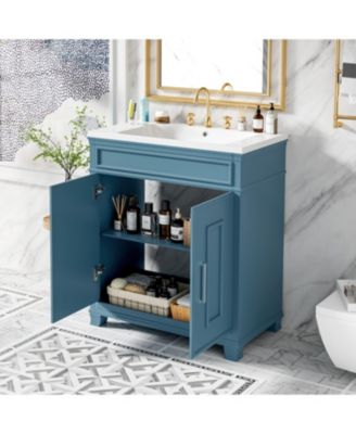 Streamdale 30" Ceramic Sink Vanity Set with Storage Shelf and Cabinet