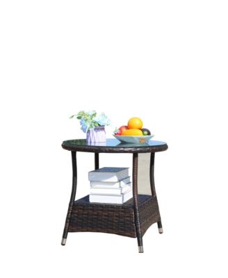 Streamdale Outdoor patio Furniture 1 Round Coffee Table with clear tempered glass