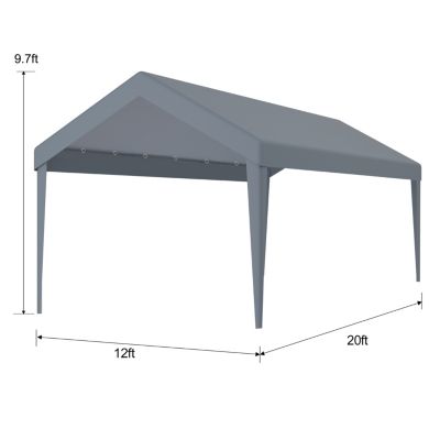 Streamdale Waterproof Carport Canopy Cover (12x20ft) with 76 Elastic Buckles, Grey