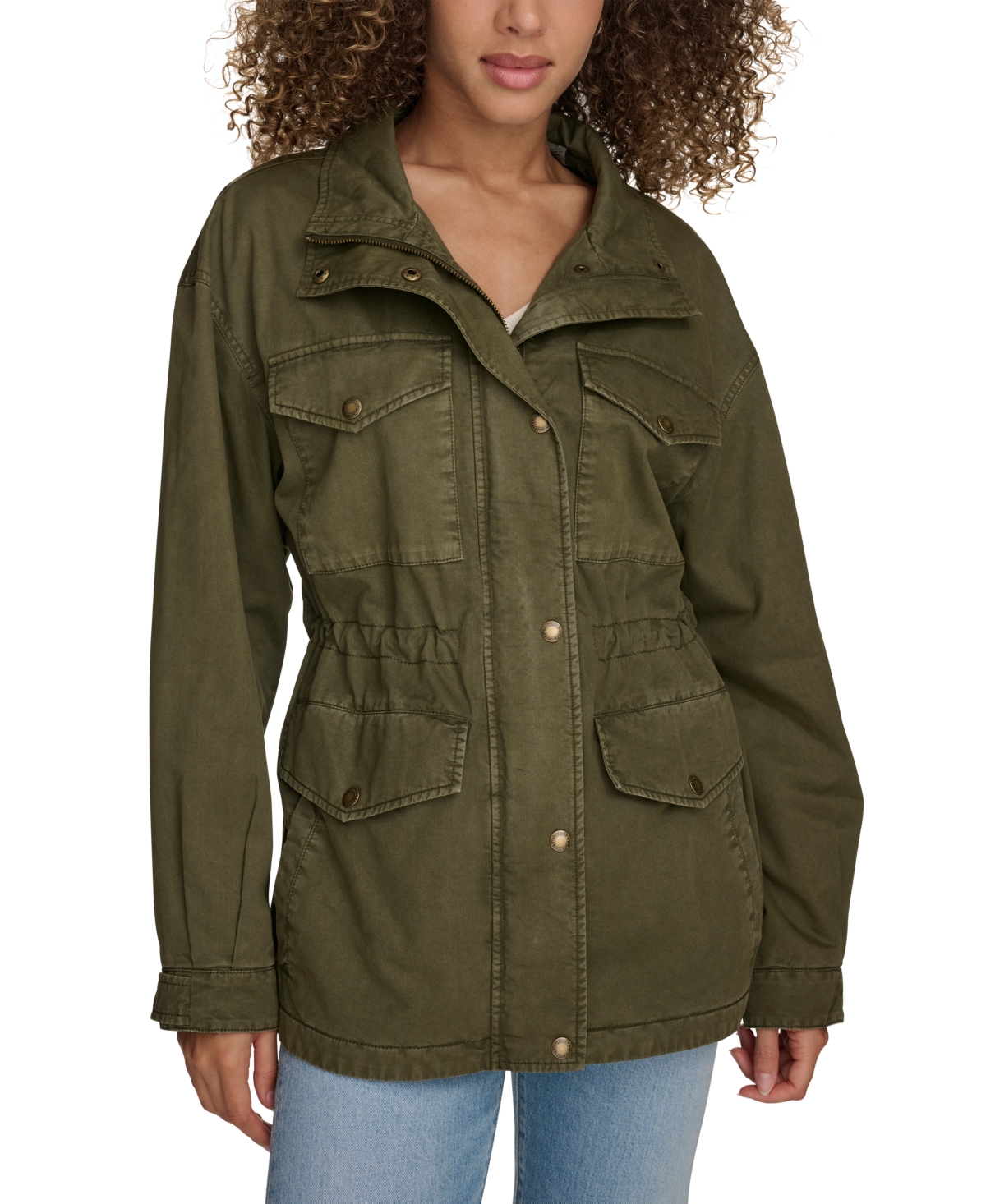 Levi's Women's Lightweight Washed Cotton Military Jacket In Olive Night