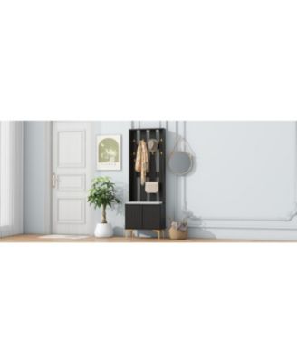 Streamdale 4-in-1 Hall Tree with Fluted Doors and Gold Accents