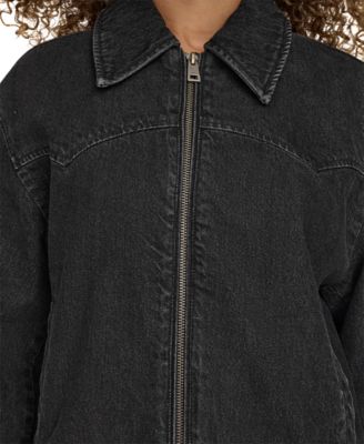 Women's Western Zip-Front Denim Bomber Jacket