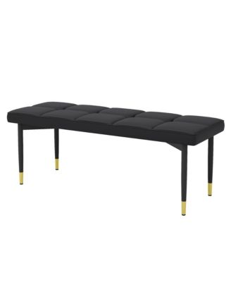 47" Faux PU & Metal Shoe Bench