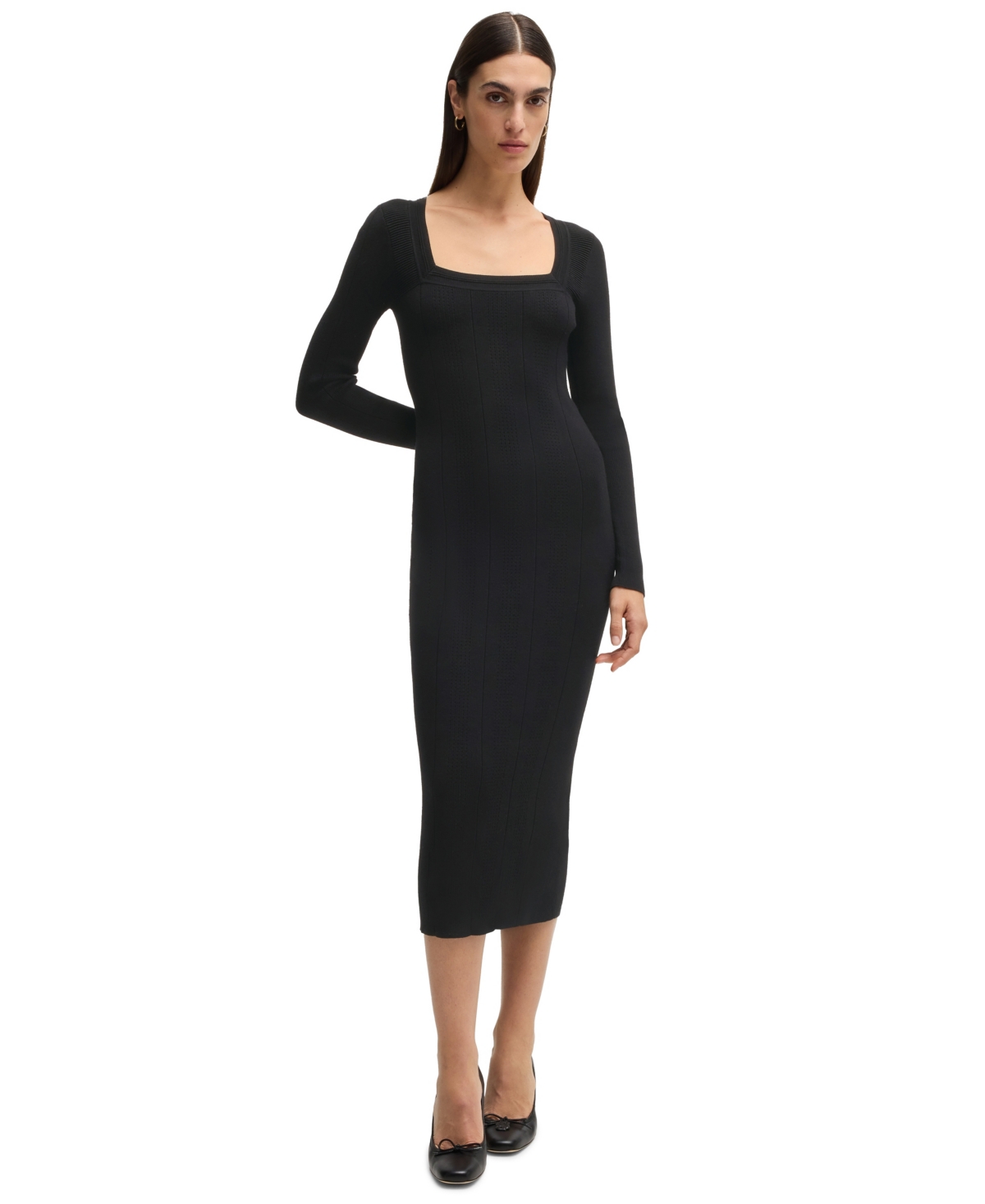 Hugo Boss Knitted Relaxed-fit Dress With Anti-bacterial Finish In Black