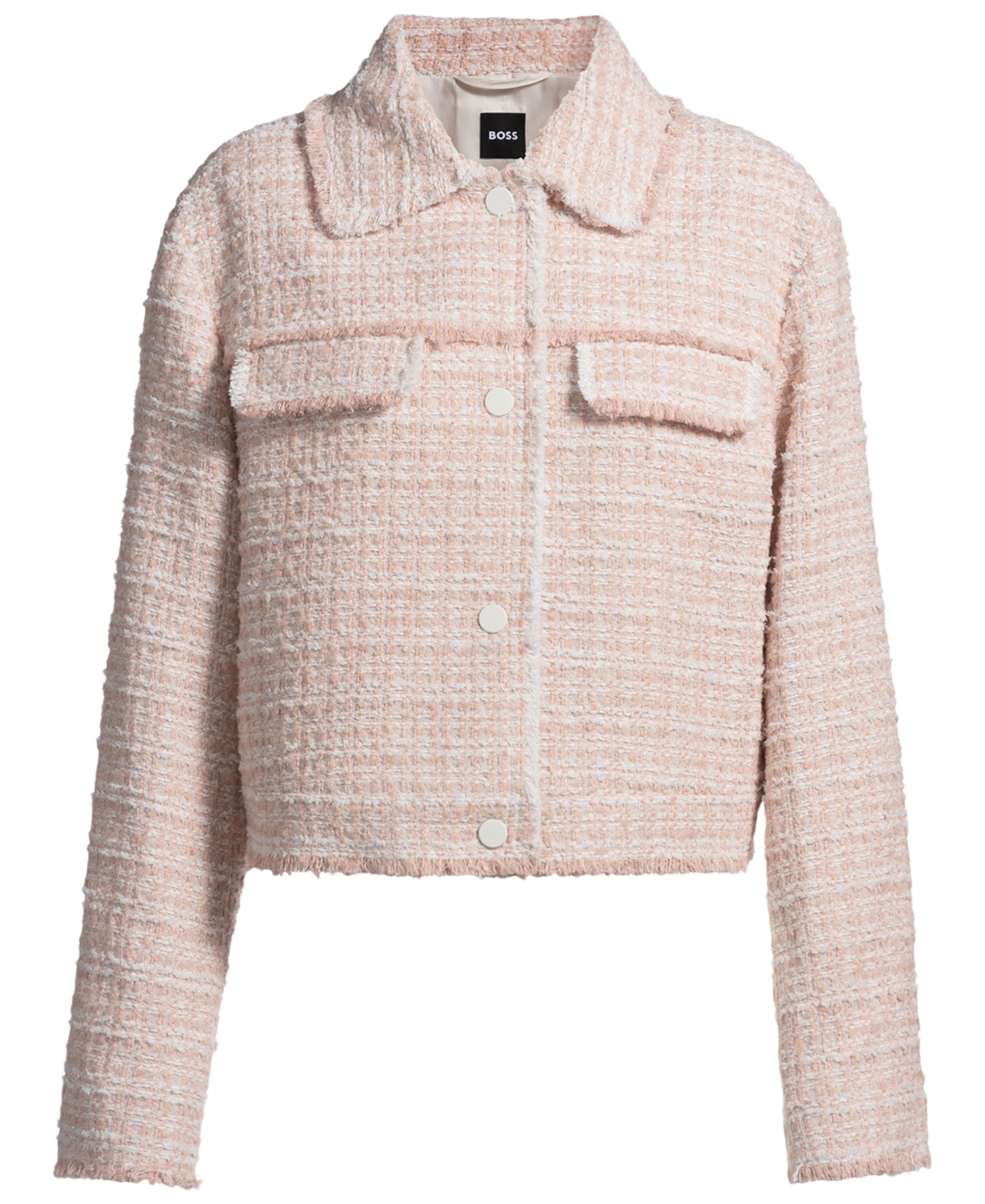 Hugo Boss Regular-fit Tweed Jacket In Open Pink